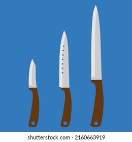 Set of kitchen knives. Vector illustration.