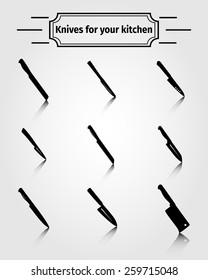 Set of kitchen knives, vector illustration