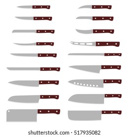 Set of kitchen knives, vector illustration