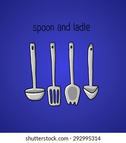 a set of kitchen ladles
