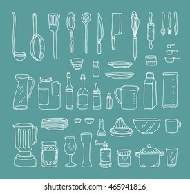 A set of kitchen objects vector illustration