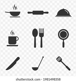 Set Kitchen Simple Vector Icons Dark Stock Vector (Royalty Free ...