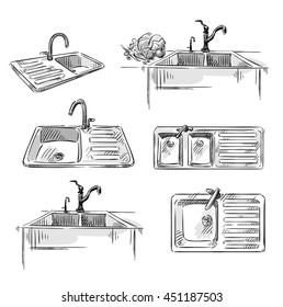 kitchen sink drawing easy