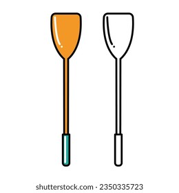 Set of kitchen spatula with wooden handle watercolor vector illustration isolated on white background. Solid spatula and slotted spatula hand drawn cartoon. Simple solid and slotted spatula clipart