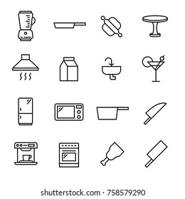 Set of kitchen thin line icons. High quality pictograms of cooking. Modern outline style icons collection. 