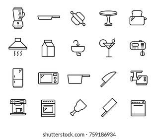 Set of kitchen thin line icons. High quality pictograms of cooking. Modern outline style icons collection. 