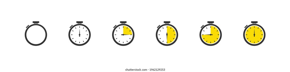 Set of kitchen timer icon. Timer and stopwatch. Vector isolated illustration
