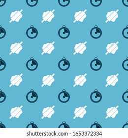 Set Kitchen timer  and Rolling pin  on seamless pattern. Vector