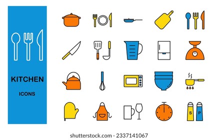 Set of kitchen tool icons