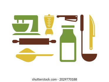 set of kitchen tool icons vector