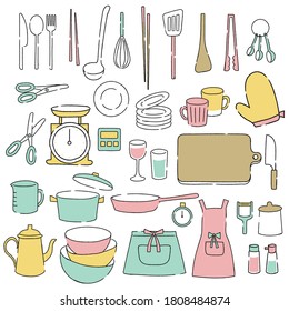 set of kitchen tools, icon illustration