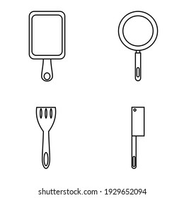 set of kitchen tools icon on white background
