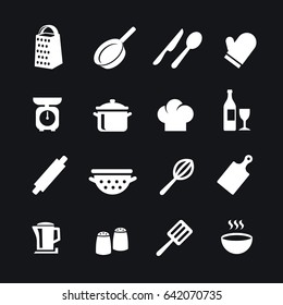 Set of kitchen tools silhouettes vector icons
