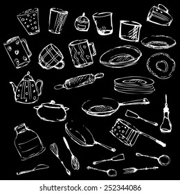 Set of kitchen utensil and collection of cookware. vector 2