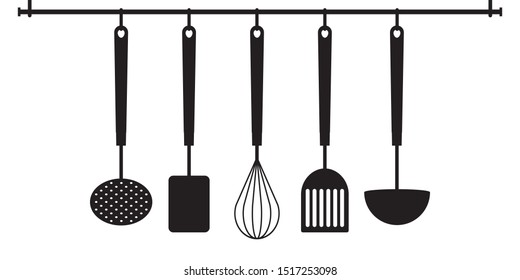 Set Kitchen Utensil Hanging Vector Icon Stock Vector (Royalty Free ...