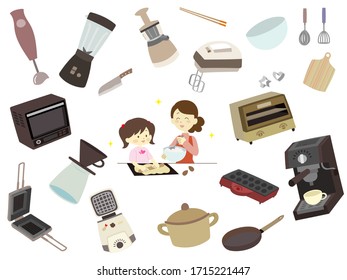 Set of kitchen utensil illustrations