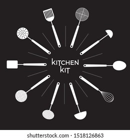 Set Of Kitchen Utensil. Mock Up. Vector Icon Set