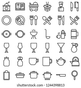 set of kitchen utensil related editable outline  icon.