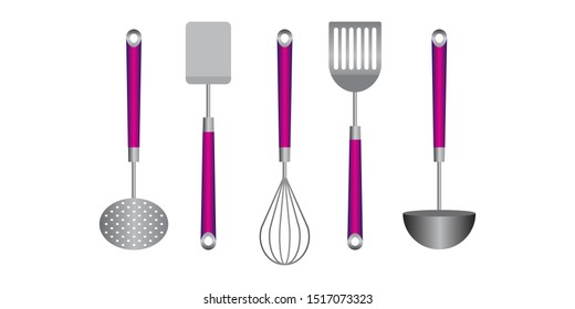 Set of kitchen utensil. Vector icon set