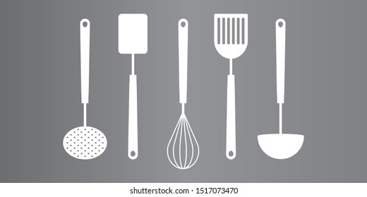 Set of kitchen utensil. Vector icon set