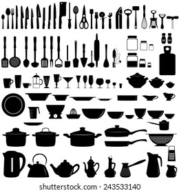 Set of kitchen utensils and appliances