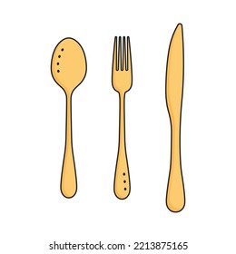 Set of kitchen utensils. Kitchen cooking tools and appliances, kitchenware, utensil icons set. Doodle style.