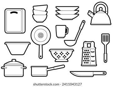 Set of kitchen utensils. Cooking tools for restaurant.
