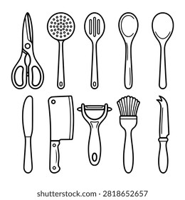 Set of kitchen utensils and cutlery