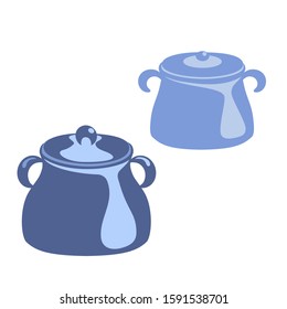 Set of kitchen utensils, different pots. Vector illustration For logos, packaging, brochures, advertising.