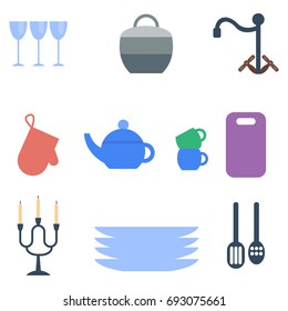 Set of kitchen utensils food kitchenware cooking battery domestic tableware vector illustration