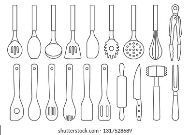 Set of Kitchen Utensils. isolated on white background