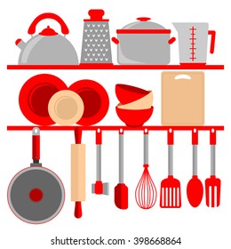 Set of kitchen utensils. Kitchenware. Vector illustration.