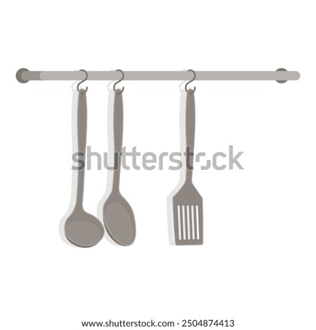 Set of kitchen utensils on a hanger, food preparation concept