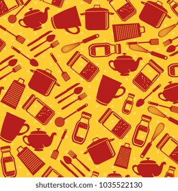 set kitchen utensils pattern background