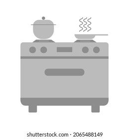 Set of kitchen utensils. Kitchen stove for cooking. Icon of kitchen appliances. Vector illustration isolated on a white background