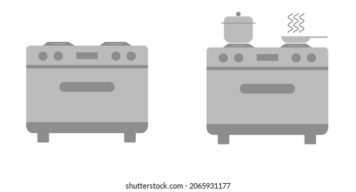 Set of kitchen utensils. Kitchen stove for cooking. Icon of kitchen appliances. Vector illustration isolated on a white background