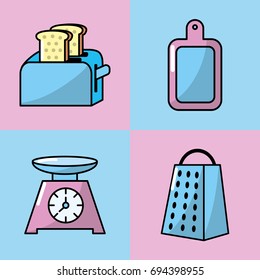 set kitchen utensils and traditional object