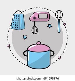 set kitchen utensils and traditional object
