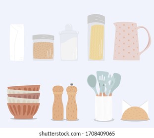 Set of kitchen utensils. Vector illustration