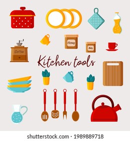 A set of kitchen utensils. Vector illustration.
