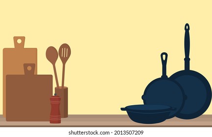 Set of kitchen utensils vector illustration background