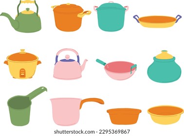 Set of kitchen utensils. Vector illustration in flat style.