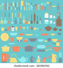 Set of kitchen utensils, vector illustration