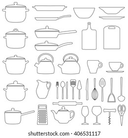 Set of kitchen utensils, vector illustration