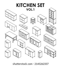 set of kitchen ware on white background,vector