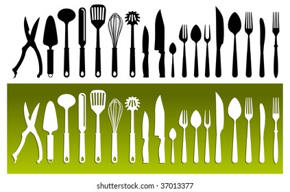 Set of kitchen wares isolated on white background, vector illustration