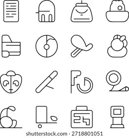 Conjunto de utensilios de cocina e iconos de alimentos