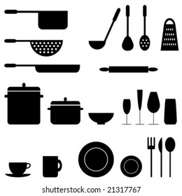 Set of kitchenware icons isolated on white background