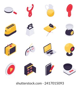Set of Kitchenware Isometric Icons

