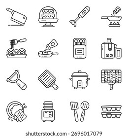 Conjunto de ícones lineares de utensílios